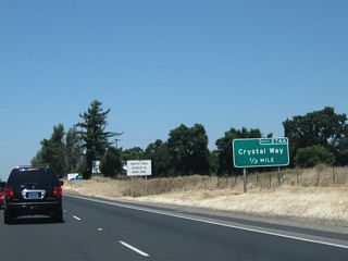 The next exit along California 99 north is Exit 274A, Crystal Way (one-half mile).