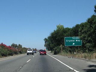 Northbound California 99 meets Exit 274A, Crystal Way. This is the first exit to serve the city of Galt, which had a population of 23,647 as of the 2010 Census and was incorporated on August 16, 1946.