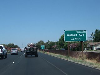 The next exit along California 99 north is Exit 276, Walnut Avenue (one-quarter mile).