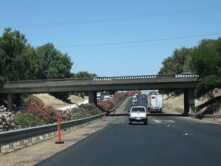 California 99 passes under Twin Cities Road (California 104 and Sacramento County Route E-13).