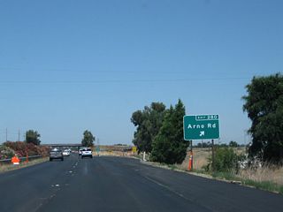 Northbound California 99 meets Exit 280, Arno Road.