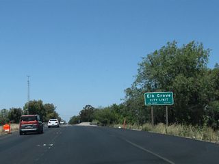 California 99 enters the city of Elk Grove ("Proud Heritage, Bright Future"), which had a population of 153,015 as of the 2010 Census and was incorporated on July 1, 2000.