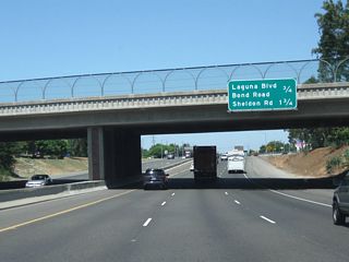 The next two exits along California 99 north are Exit 287, Bond Road and Laguna Boulevard and Exit 288, Sheldon Road.