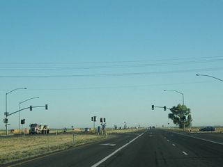 Northbound California 99 meets Elverta Road.