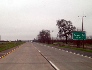 The next exit along California 99 north is Exit 344, Eager Road, one-half mile.