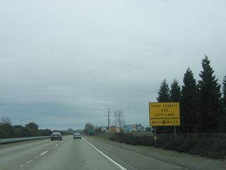 Through traffic is again advised to use the left lane as we bypass downtown Chico to the east.