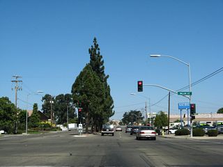 Miller Street branches east from SR 135 and crosses Santa Maria Way at the suceeding traffic light. A five-lane boulevard, Miller Street parallels the commercial strip along SR 135 (Broadway) to the east.
