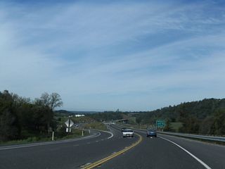 The Sonora Bypass East is a two-lane freeway. California 108 has two lanes of traffic, one in each direction, plus interchanges to limit access control. The bypass reverts to a two-lane expressway after the California 108 Business (Mono Way) interchange.