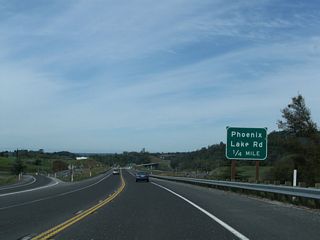 The next exit along California 108 (Sonora Bypass) west is the interchange with Phoenix Lake Road (0.25 mile).