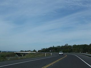 California 108 (Sonora Bypass) prepares to cross over Mono Way (Business 108).