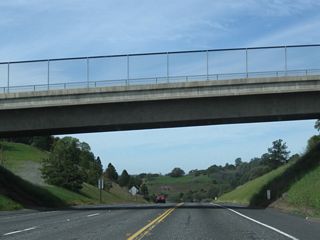 California 108 (Sonora Bypass) passes under Old Wards Ferry Road, which is grade-separated from the bypass.
