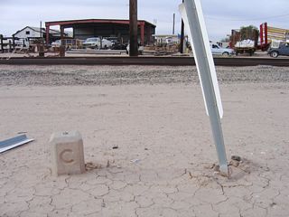 Between the defunct Interurban Railway tracks on the north side of California 115 (U.S. 80) and the highway sits this C Block, on the east side of the Alamo River Valley in Holtville.