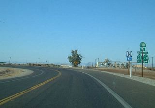 Northbound California 115 meets California 78. There are no services at this intersection.