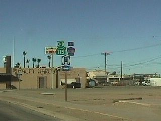 Northbound California 115 meets California 111 in Calipatria. Imperial County Route S-30 continues as Eddins Road west of Calipatria.
