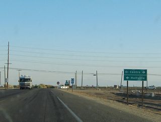 The city of El Centro lies to the east via Imperial County Route S-80 (Old U.S. 80).