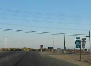 Although this intersection marks the eastern terminus of Imperial County Route S-80, California 115 turns east onto Old U.S. 80 for the route into Holtville and then onward to Interstate 8.