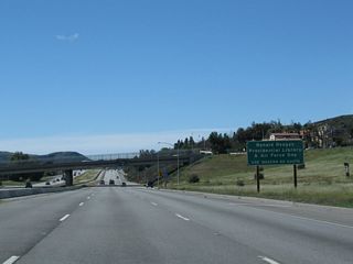 Use Exit 22B (Madera Road south) to the Ronald Reagan Presidential Library and Air Force One. The sign was modified to reflect the addition of Air Force One.