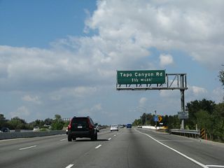 The next exit along California 118 (Ronald Reagan Freeway) west is Exit 27, Tapo Canyon Road (1.50 miles).
