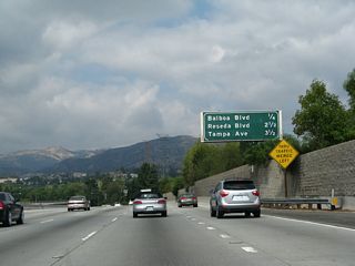 This mileage sign provides the distance to the next three exits along California 118 (Ronald Reagan [Simi Valley] Freeway) west: Exit 40A, Balboa Avenue; Exit 38, Reseda Boulevard; and Exit 37, Tampa Avenue.