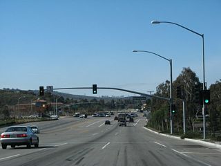 California 23 north and California 118 (Los Angeles Avenue) west follow a shared alignment between the freeway and Moorpark Avenue in central Moorpark. The first traffic signal connects to Moorpark Marketplace, a shopping mall with food and shopping.