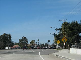 Northbound California 23 and westbound California 118 (Los Angeles Avenue) intersect Spring Road at the next traffic signal.