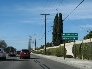 After the Spring Road intersection, California 23 north and California 118 (Los Angeles Avenue) west approach Fremont Street south and Millard Street north.