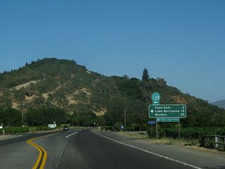 Beyond Silverado Trail, SR 128 lines Sage Canyon Road east toward Conn Dam (Hennessey Lake), Lake Berryessa and Winters.