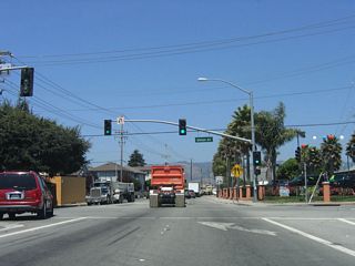 One block later, California 129/Riverside Drive meets Union Street. The four-lane highway reduces to two lanes.