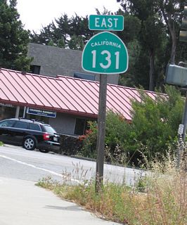 Upon departing U.S. 101 (Redwood Highway) at Exit 447B, the first shield along California 131 east is posted after the ramp from northbound U.S. 101 to Tiburon Boulevard. Although Tiburon Boulevard crosses over U.S. 101, it becomes a locally maintained street west of U.S. 101. To the east, it is a state route.