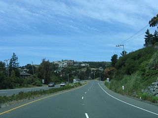 Had California 131 been built out to expressway or even freeway standards as recommended in the 1956 Master Plan, much of the route would look more like this instead of how it looks before widening out to four lanes. With the master plan revised in 1966, the freeway/expressway component was removed from the plan, and the bridge to San Francisco became less and less likely.
