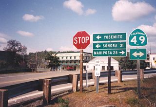 California 132 ends at the intersection with California 49 in Coulterville.