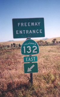 Eastbound California 132 freeway entrance assembly between Interstate 580 and Interstate 5.