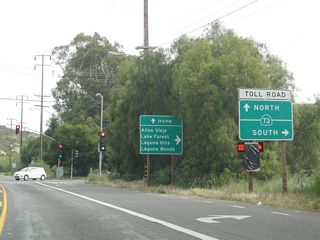 Use Orange County Route S-18 (El Toro Road) northeast to Aliso Viejo, Laguna Hills, Laguna Woods, Lake Forest, and Mission Viejo. Orange County Route S-18 extends through these cities, then heads north along Santiago Canyon Road through Limestone Canyon Regional Park before turning west into the city of Orange. The county route is signed in places, but it is not well signed. No shields for the county route may be found currently along California 133.