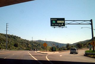 The next ramp connects California 133 south with California 73 (San Joaquin Hills Transportation Corridor) south. To the south, California 73 will travel several miles to meet with Interstate 5 in southern Orange County, and it provides a bypass around the junction of Interstate 5 and Interstate 405.