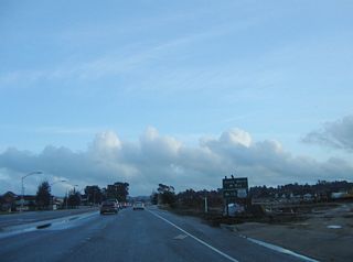 At Santa Maria Way, the routes divide: continue straight along Broadway for the continuation of southbound California 135 or turn left on Santa Maria Way to follow U.S. 101 Business southeast back to U.S. 101 (El Camino Real).