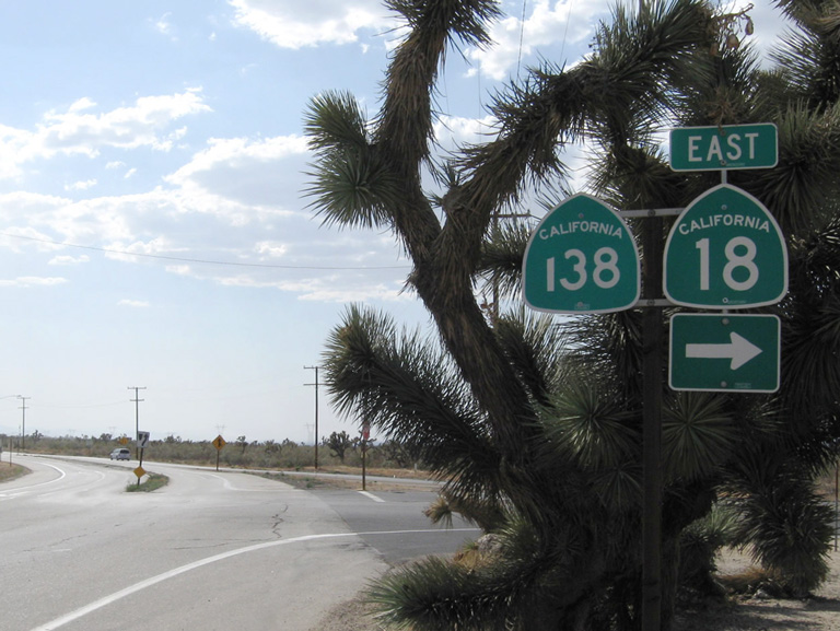 California State Route 138 west at SR 18 in the Mojave Desert