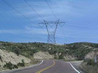 Again, California 138 passes under the power lines for a distance as it approaches Cajon Pass.