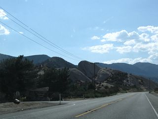 Look for a left turn from California 138 west to Mormon Rocks Station.