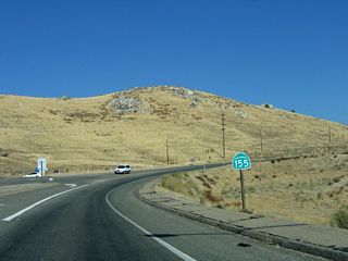 Leaving the diamond interchange with the Lake Isabella Bypass, SR 155 ascends north from Hot Spring Valley.