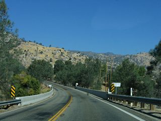 Northbound California 155 crosses the Kern River south of Isabella Dam.