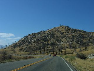 South from Sawmill Road, California 155 follows the eastern shore of Lake Isabella reservoir and changes names to Kernville Road.
