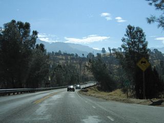 After the Keyesville Road turnoff, a California 155 reassurance shield is posted along southbound Kernville Road.