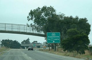Westbound California 156 reaches Exit 1B, California 183 north to Castroville and California 1 north.