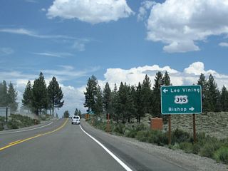 The south end of SR 158 is with U.S. 395 at June Lake Junction. This major travel corridor links the communities of the Eastern Sierra together, including Mammoth Lakes and Bishop to the south and Lee Vining and Bridgeport to the north.