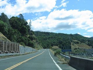 The Dos Rios cut off allows for a short cut route from California 162 west to U.S. 101 at Laytonville via Laytonville-Dos Rios Road. At the time this photo was taken, the cut off road was closed due to slides from the previous winter's rains.