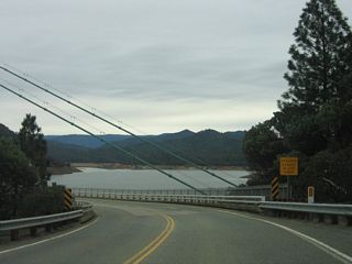 The Bidwell Bar Bridge carries California 162 over the Middle Fork of the Feather River, which is a branch of sprawling Lake Oroville.