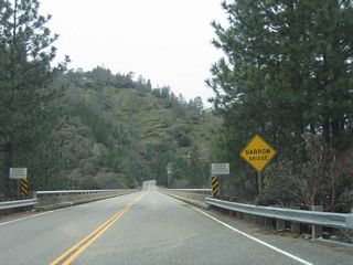 Another bridge carries California 162 over another branch of Lake Oroville. Known as the Canyon Creek Bridge, this bridge was constructed in 1967 and allows motorists to continue northeast toward Quincy. Most of the route to Quincy is county maintained, but the state highway will continue for another mile.
