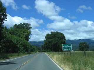 At Mina Road, westbound California 162 will turn south, and Mendocino Pass Road will come to its end. Use Mina Road north to Zenia.