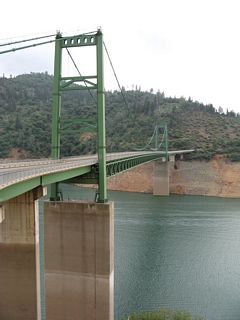 SR 162 crosses the Bidwell Bar Bridge over the Middle Fork of the Feather River at Lake Oroville.