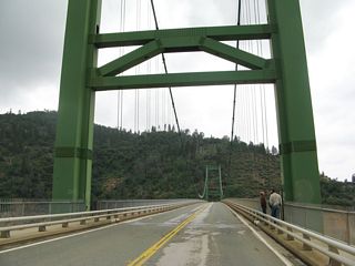 Part of Oroville-Quincy Highway through Oroville State Recreation Area, the suspension bridge was dedicated on September 25, 1965.